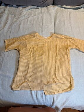 Oddbird Hayal Cotton Gauze Tunic - Yellow Striped Linen NWT.  See note on Size.